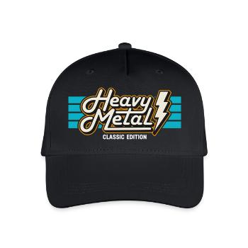 Retro Heavy Metal Abzeichen mit Blitz - Kinder Bio Basecap - Schwarz - Vorne
