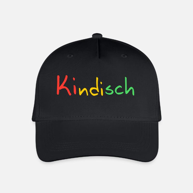 Kindisch, farbenfrohes Design - Kinder Bio Basecap - Schwarz