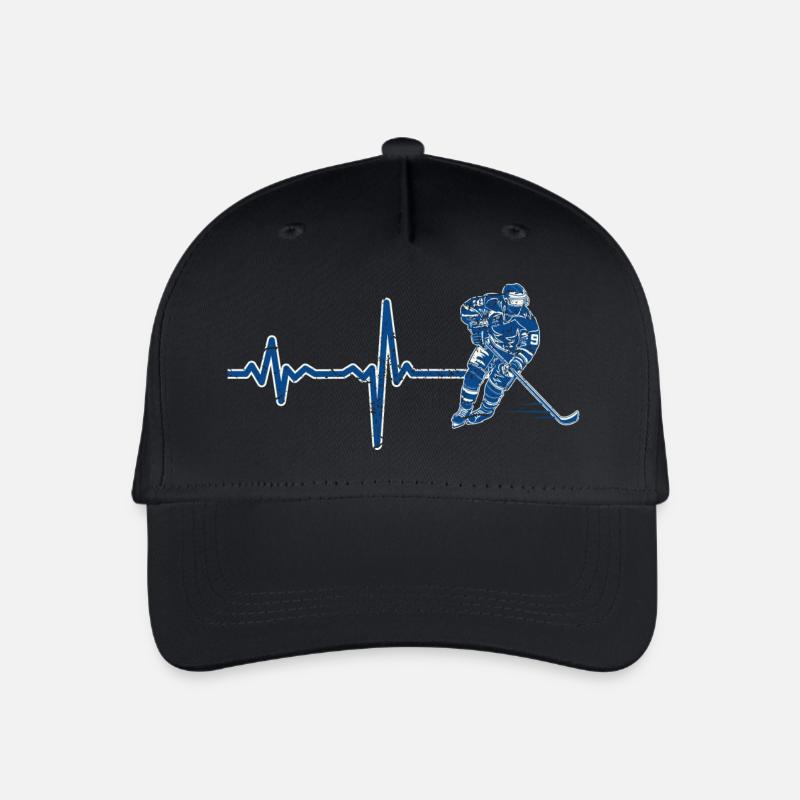 Geschenk Heartbeat Eishockey - Kinder Bio Basecap - Schwarz