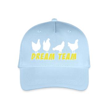 Hühner Fans -  Hahn - Gockel - Küken - Ei - Bio - Kinder Bio Basecap - Hellblau - Vorne