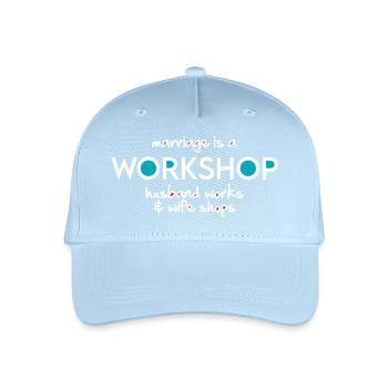 Workshop (dark) - Organic Kids’ Baseball Cap - light blue - Front