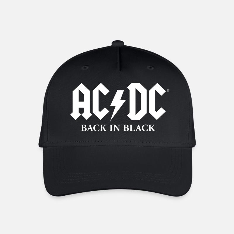 AC/DC Back In Black Album Weißes Logo Mit Blitz - Kinder Bio Basecap - Schwarz