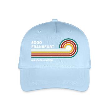 Frankfurt Retro Shirt 6000 PLZ Vintage 70er 80er - Kinder Bio Basecap - Hellblau - Vorne