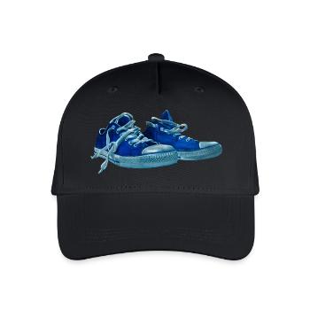 Blue sneaker print - Organic Kids’ Baseball Cap - black - Front