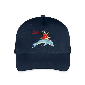 Käpt'n Sharky Reitet Auf Einem Delfin - Kinder Bio Basecap - Navy - Vorne
