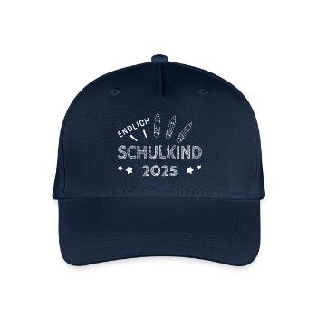 Endlich Schulkind 2025 - EINSCHULUNG Erstklässler - Kinder Bio Basecap - Navy - Vorne