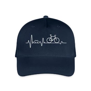 Fahrrad Herzschlag Rad Rennrad fahren EKG Puls - Kinder Bio Basecap - Navy - Vorne