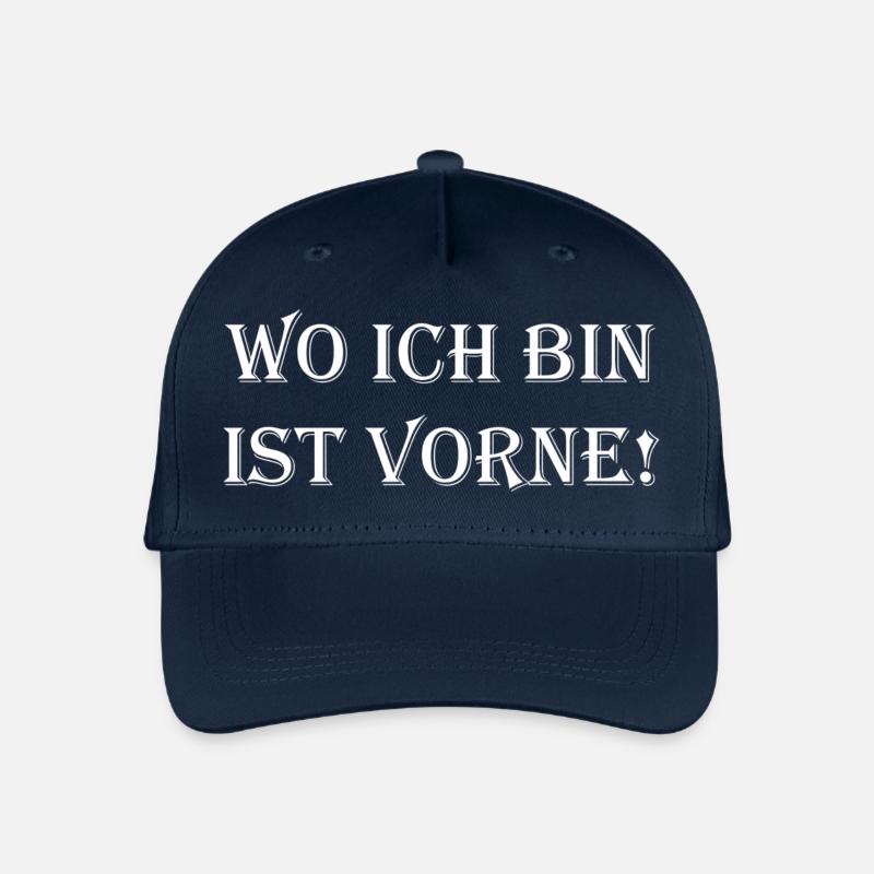 Wo ich bin ist vorne – Distressed Typografie - Kinder Bio Basecap - Navy