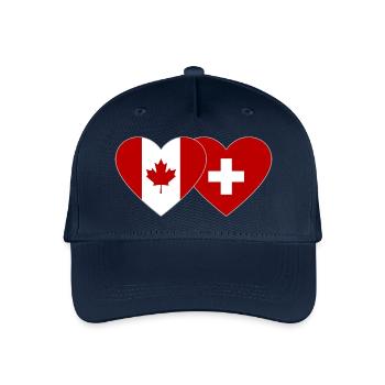 Kanada Schweiz Flagge Herz - Kinder Bio Basecap - Navy - Vorne