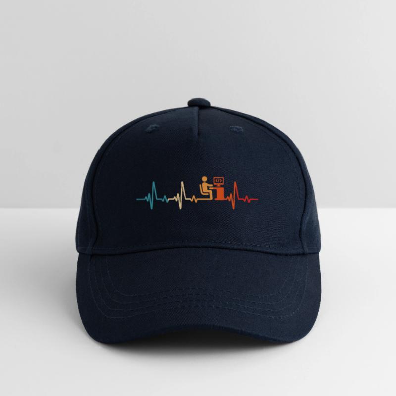 Programmer Retro Heartbeat Computer Scientist code Organic Kids’ Baseball Cap