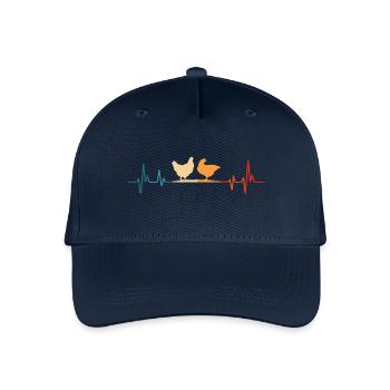 hühner heartbeat hühnchen t-shirt Huhn - Kinder Bio Basecap - Navy - Vorne