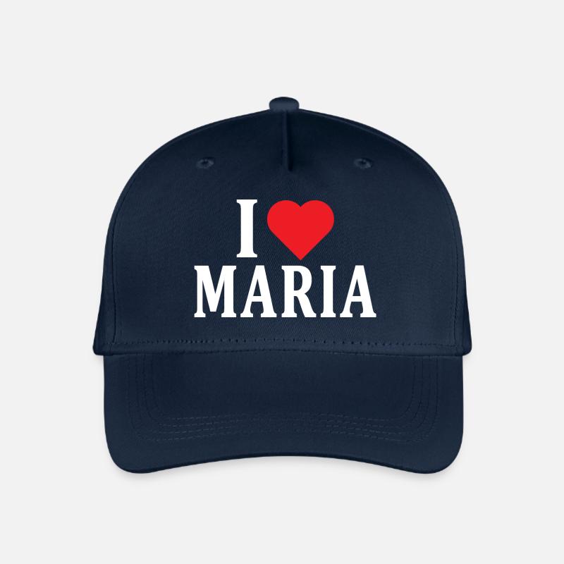 Name T-Shirt Ich liebe Maria T-Shirt Geschenkidee - Kinder Bio Basecap - Navy