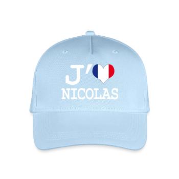 Ich liebe Nicolas - Kinder Bio Basecap - Hellblau - Vorne