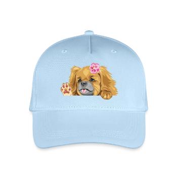 Lugende winkende Pekinesenhündin - Kinder Bio Basecap - Hellblau - Vorne