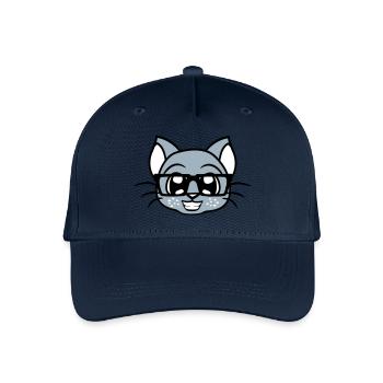 Schlaue Nerd Katze Hornbrille Geek Kätzchen Brille - Kinder Bio Basecap - Navy - Vorne