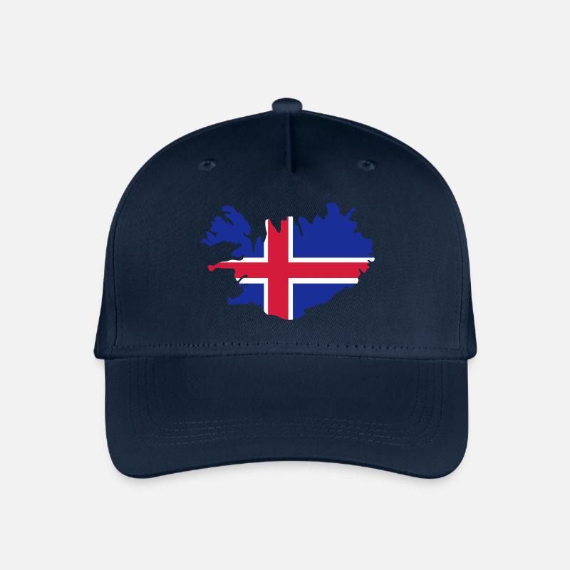 Island Flagge als Karte - Kinder Bio Basecap - Navy