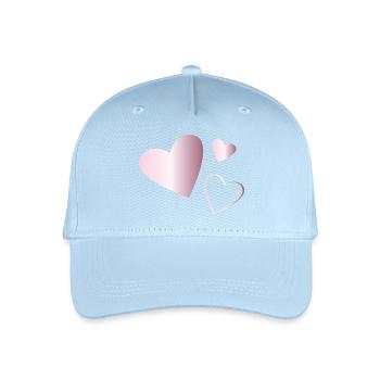 Zwei Herzen Turmalin rosa - Kinder Bio Basecap - Hellblau - Vorne