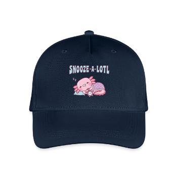 Niedlicher schlafender Axolotl Schlummert Ein Lotl Lustiges Wortspiel - Kinder Bio Basecap - Navy - Vorne