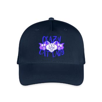 Chat fou Dame Texte Folle Femme Chats Amour - Casquette de baseball bio Enfant - marine - Devant