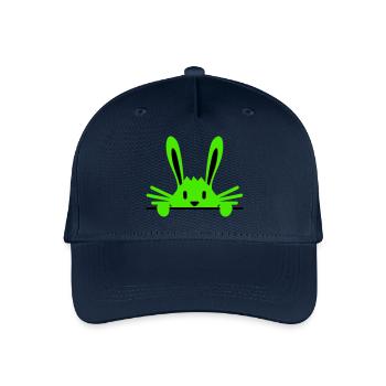 Hase versteckt sich schüchtern hinter Mauer Zaun - Kinder Bio Basecap - Navy - Vorne