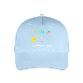 Pastell-Sommerstimmung: Palmen und Blumen - Kinder Bio Basecap - Hellblau - Vorne