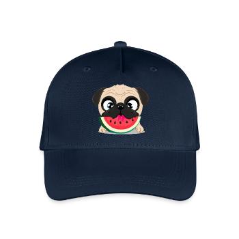 Pug with Watermelon, Fruity Dog Design - Organic Kids’ Baseball Cap - navy - Front