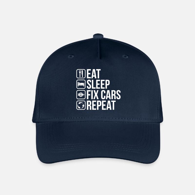 Eat Sleep Fix Cars Repeat - Kinder Bio Basecap - Navy