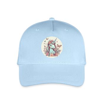 Spring awakening with unicorn and butterfly - Organic Kids’ Baseball Cap - light blue - Front