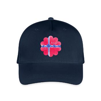 Norwegen Norwegenfahne Blumen - Kinder Bio Basecap - Navy - Vorne