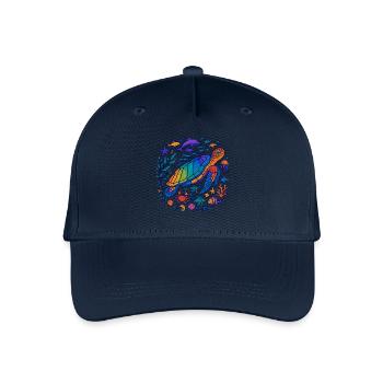 Farbenfrohe Meerestiere – Schildkröte & Ozean - Kinder Bio Basecap - Navy - Vorne