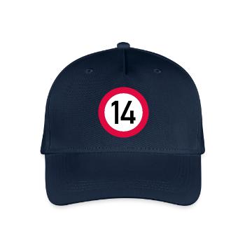 14. Geburtstag Achtung! Verkehrsschild 14 Km/h - Kinder Bio Basecap - Navy - Vorne