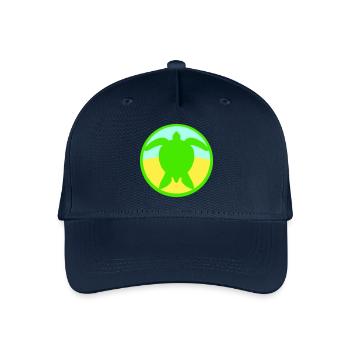 Schildkröte Logo Strand Wasser Meer Rund Symbol - Kinder Bio Basecap - Navy - Vorne