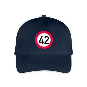 42. Geburtstag Achtung! Verkehrsschild 42 Km/h - Kinder Bio Basecap - Navy - Vorne