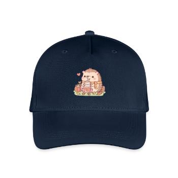 Süßer Igel liebt Pumpkin Spice Latte Herbst - Kinder Bio Basecap - Navy - Vorne