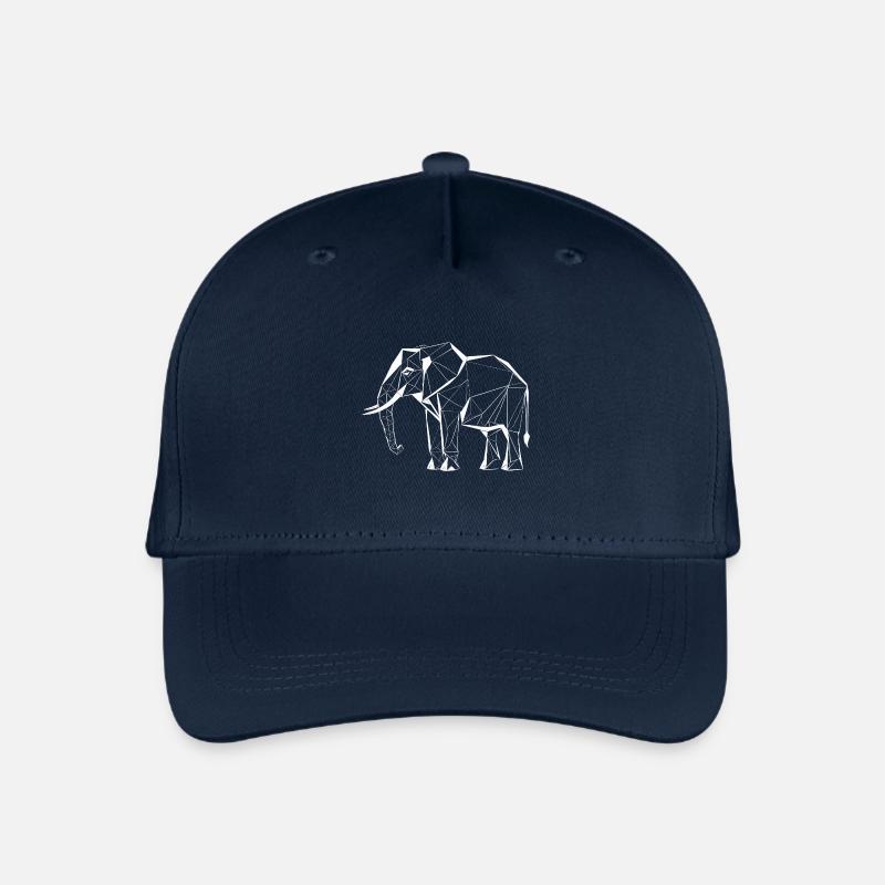 Polygon Elefant – Geometrisches Tierdesign - Kinder Bio Basecap - Navy