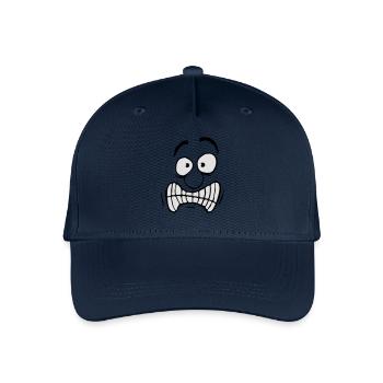 Unsicheres Ängstliches Comic Cartoon Gesicht - Kinder Bio Basecap - Navy - Vorne