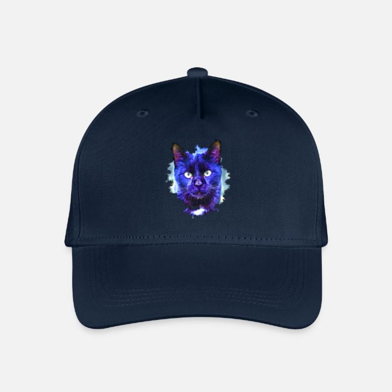 Neonkatze im Lichtregen - Kinder Bio Basecap - Navy