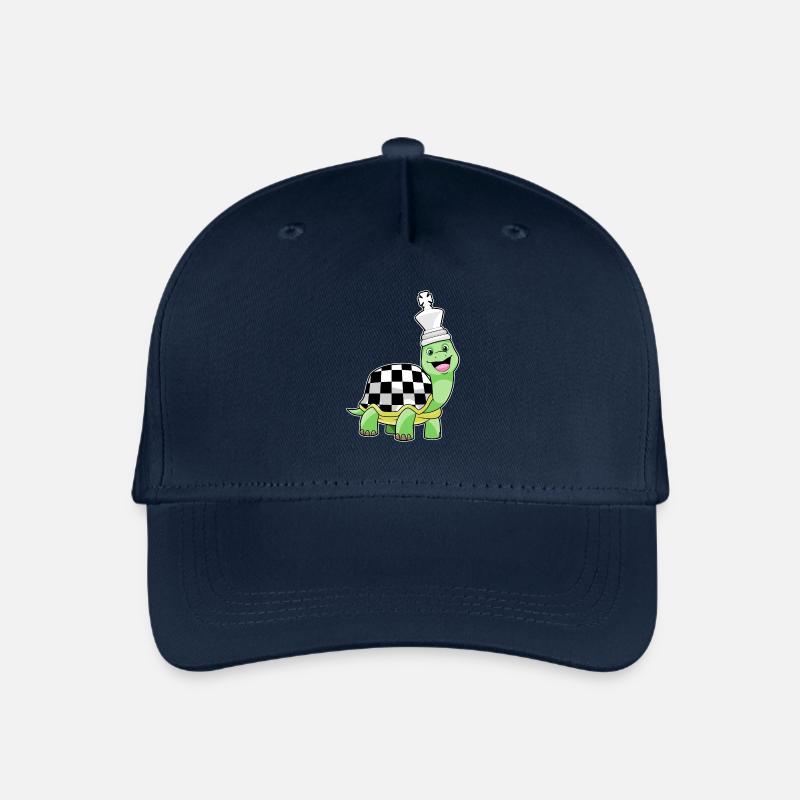 Schildkröte beim Schach mit Schachbrett & König - Kinder Bio Basecap - Navy