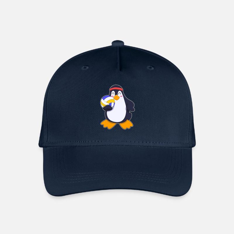 Pinguin beim Volleyball Sport - Kinder Bio Basecap - Navy