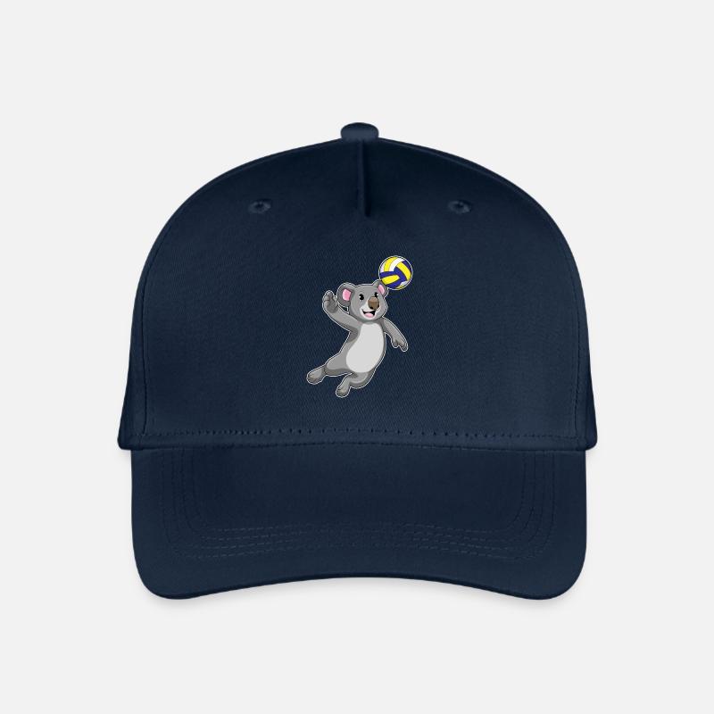 Koala als Volleyballspieler mit Volleyball - Kinder Bio Basecap - Navy