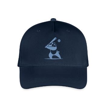 Minimalistische Panda-Baseball-Silhouette - Kinder Bio Basecap - Navy - Vorne