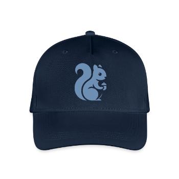 Minimalistische Eichhörnchen Silhouette mit Nuss - Kinder Bio Basecap - Navy - Vorne