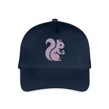 Minimalistische Eichhörnchen Silhouette mit Nuss - Kinder Bio Basecap - Navy - Vorne