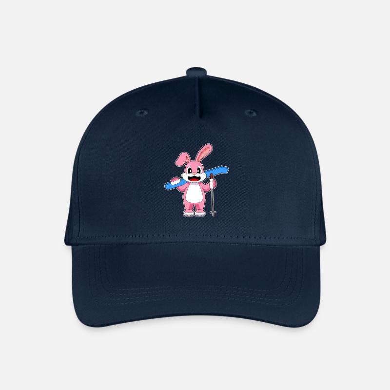 Hase Ski Skifahrer Skistöcke - Kinder Bio Basecap - Navy