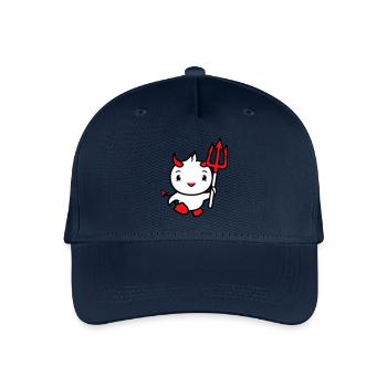 Vogel Teufel Hörner Satan Dreizack Hölle böse cool - Kinder Bio Basecap - Navy - Vorne