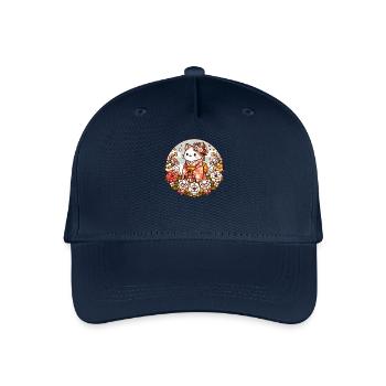 Kimono Katze mit Blumen - Kinder Bio Basecap - Navy - Vorne