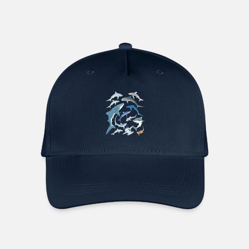 Tigerhai Blauhai Walhai Haiarten - Kinder Bio Basecap - Navy