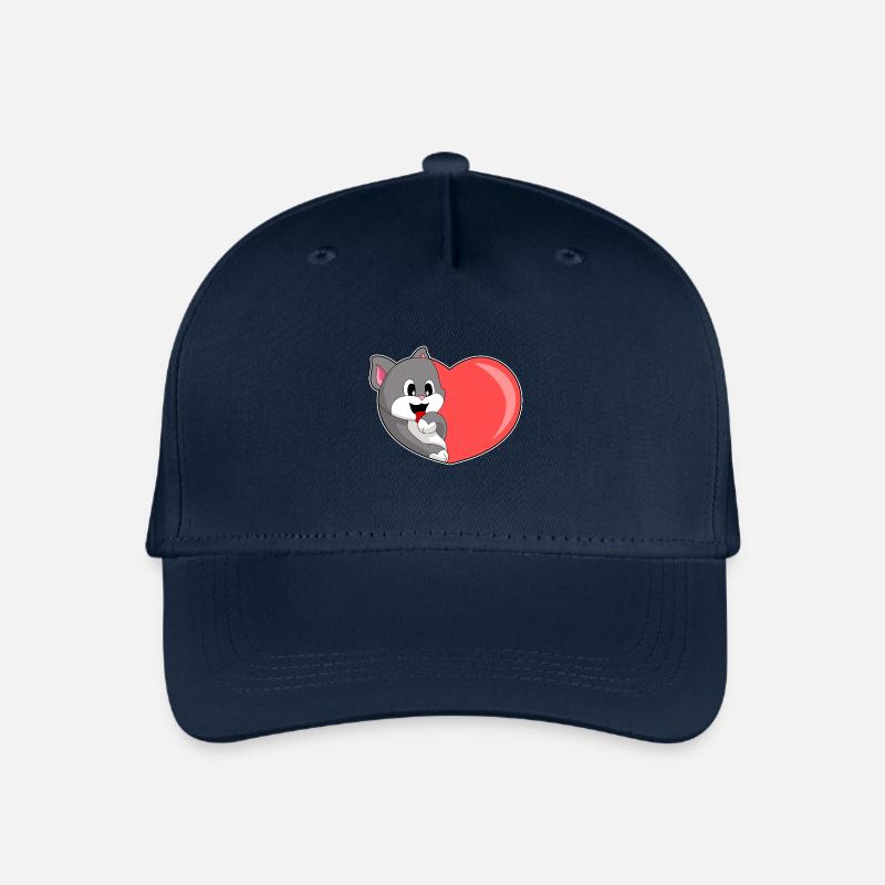 Katze Herz - Kinder Bio Basecap - Navy