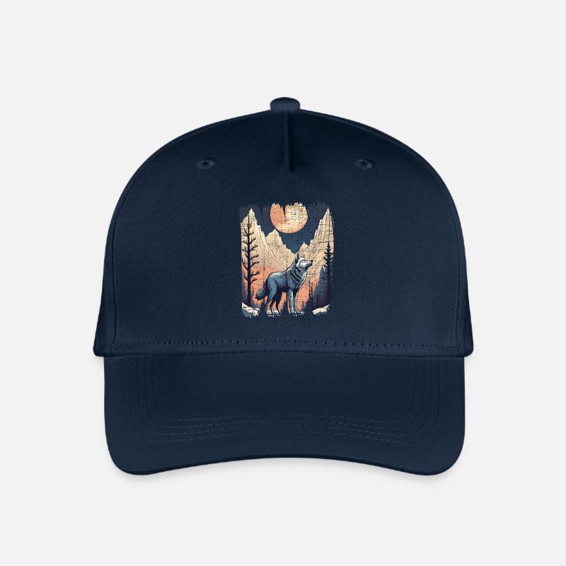 loup montagnes pleine lune foret - Casquette de baseball bio Enfant - marine