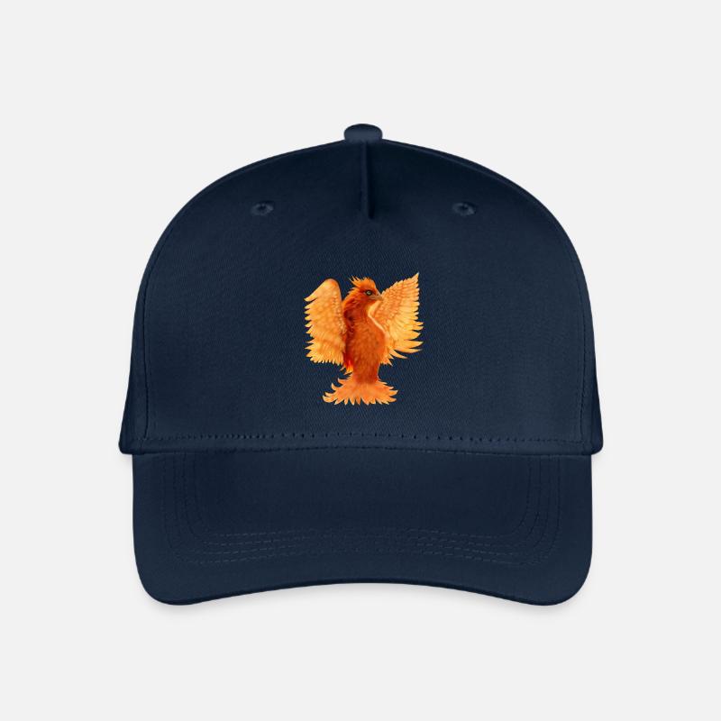 Simurgh: Neon Emerald Gaze, Feuriger Vogel - Kinder Bio Basecap - Navy